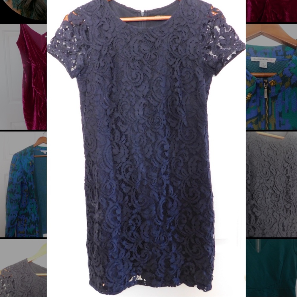 Ann Taylor Navy blue lace mini dress
